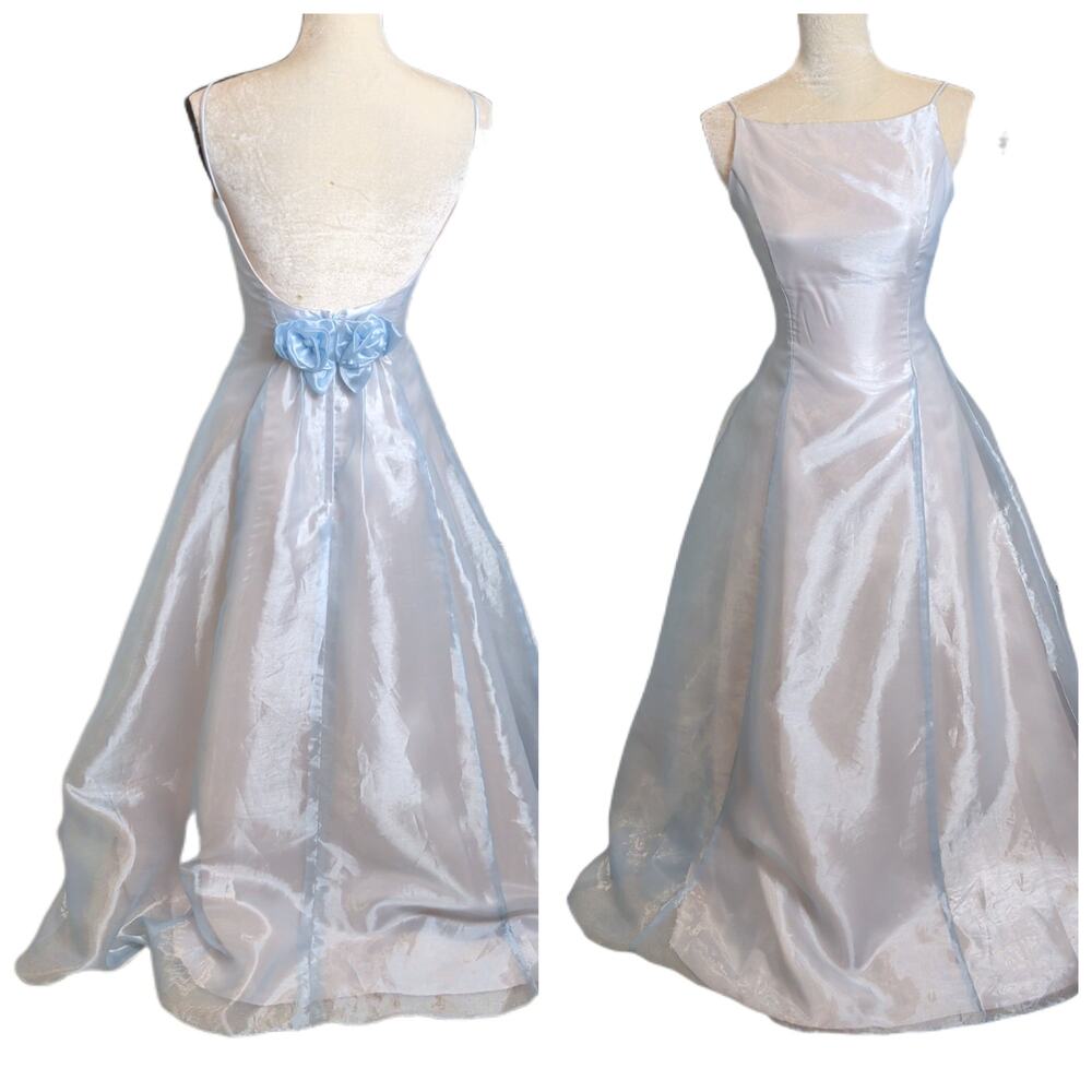Vtg Scott McClintock Y2K Sz 4 Blue Iridescent Prom Dress Gown Formal Fairy
